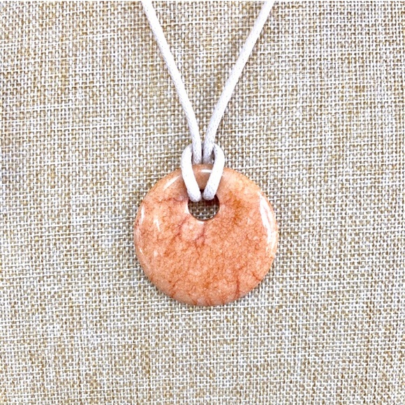 Jewelry - ❤️ 5 for $15 Round Beige Pendant on White Rope